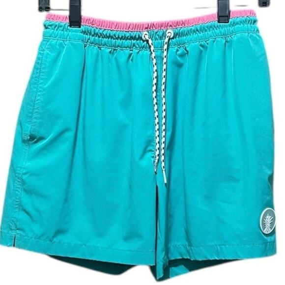 Chubbies mens swim trunks athletic shorts turquoice green blue size medium - Picture 7 of 8